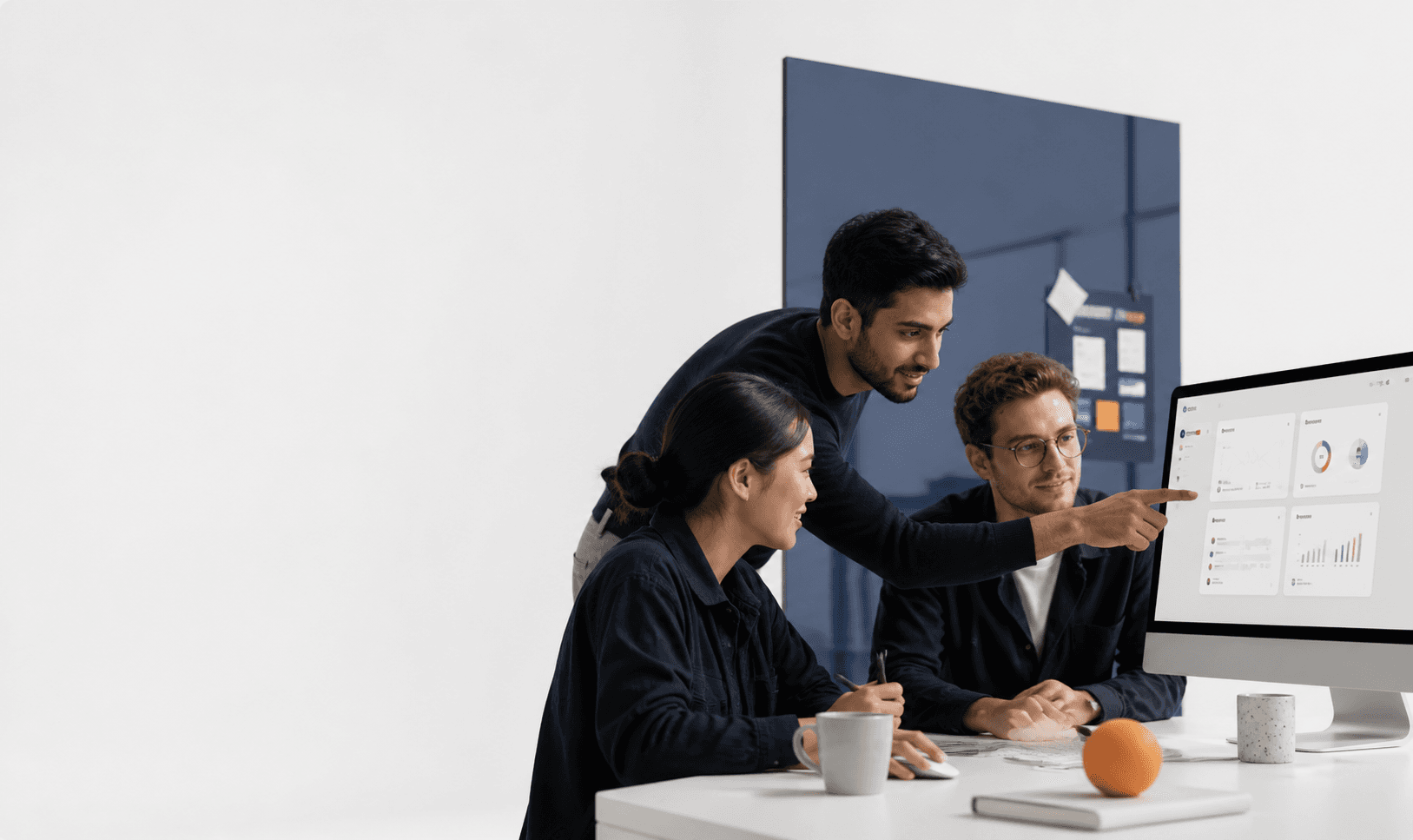 A small product team collaborating on a working digital product